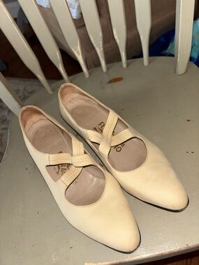Salvatore Ferragamo Cream Cross-Strap  pumps